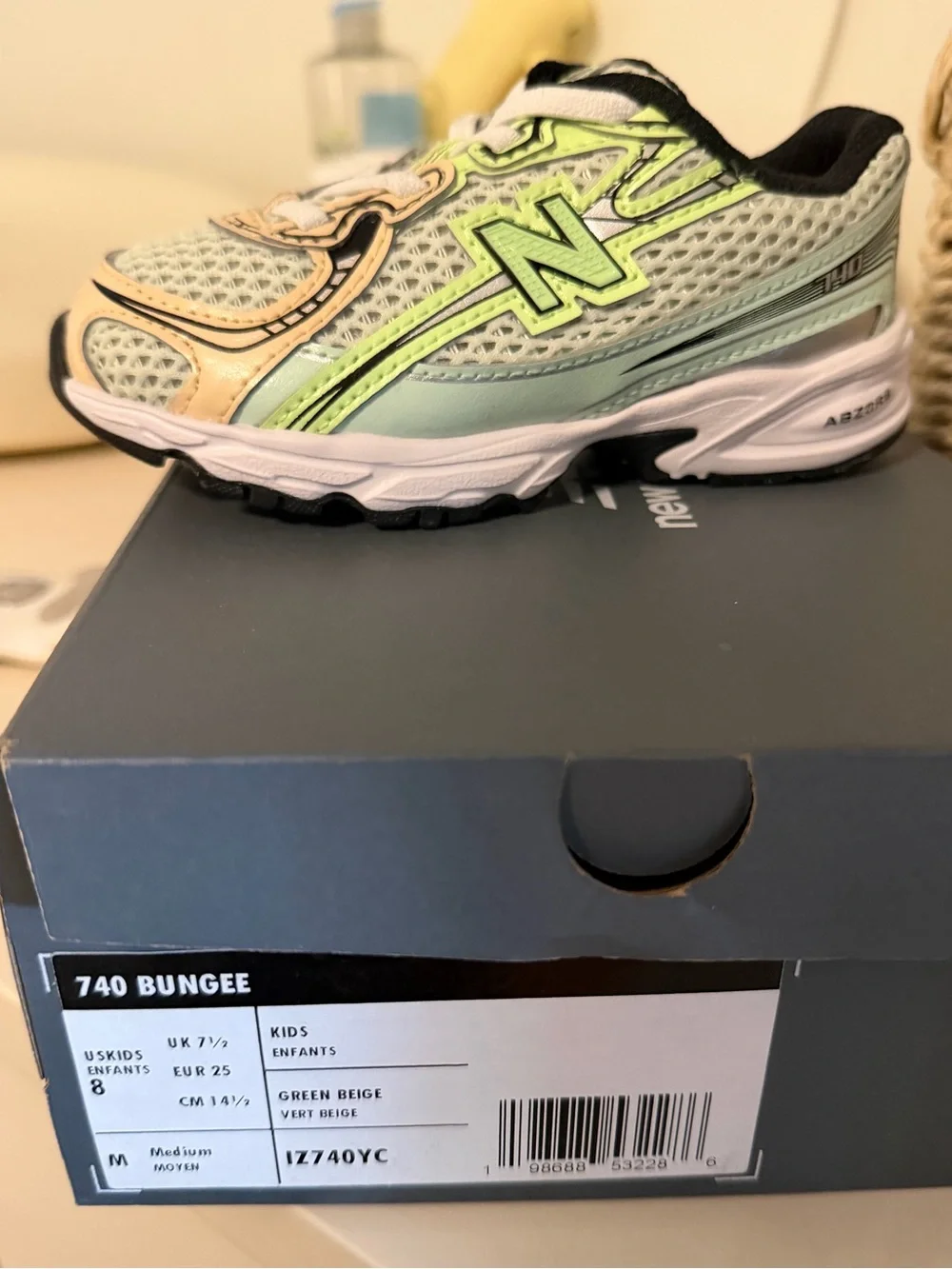 New Balance Kids Mint Green and Peach Athletic Sneaker